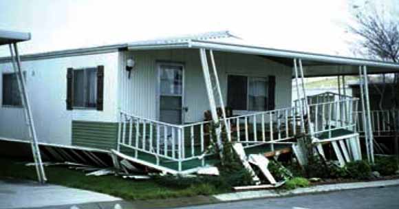 photo of damaged mobile home