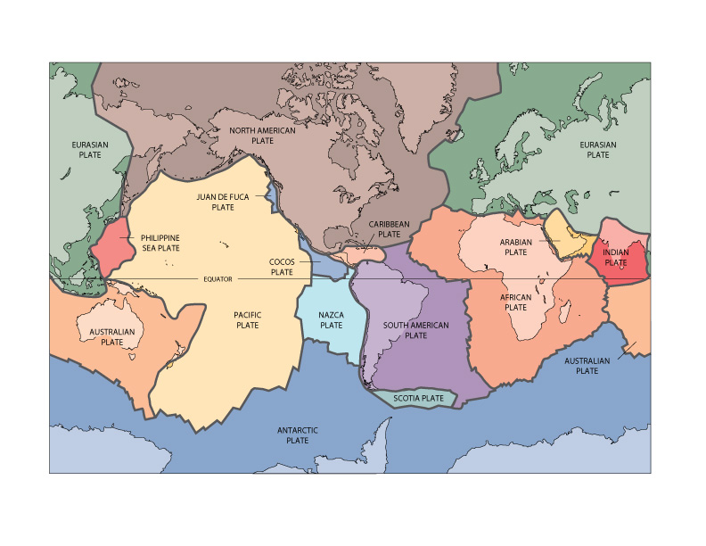[ USGS map of major and minor tectonic plates ]