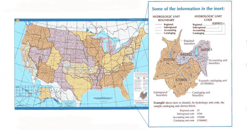 Map of the
	United States and and enlargement of the information inset