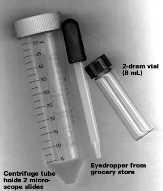 centrifuge, vial, dropper