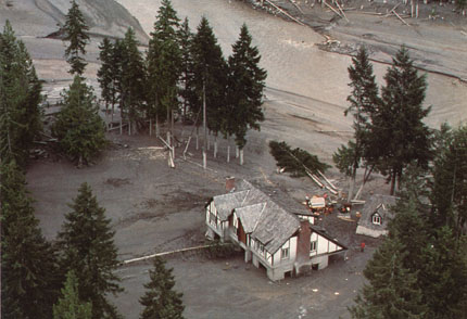 Mudflow-damaged house