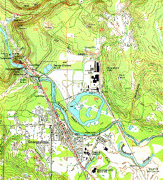 A section of a USGS Topographic Map.