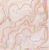 A section of a USGS topographic map separate, brown layer.