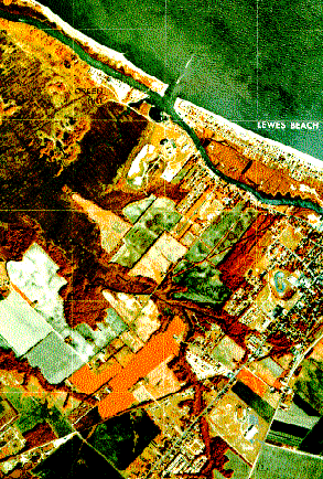 A color orthophotoquad map section showing Lewes, DE.