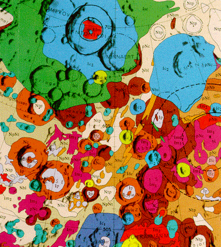 A section of the Geologic Map of the moon.