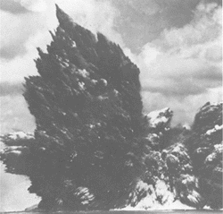 Photograph of submarine eruption of Myojin-Sho Volcano, 
Japan