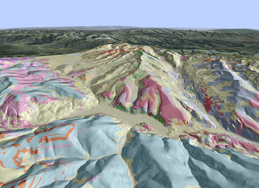 Three-dimensional shaded relief with geology of the Mount of the Holy Cross 15-minute quadrangle and adjacent areas, central Colorado