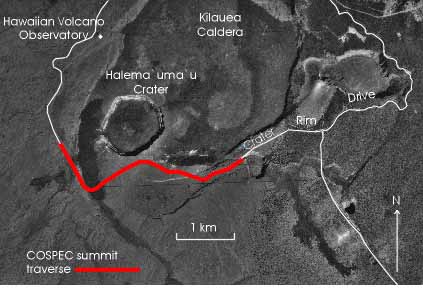 Aerial photo of COSPEC traverse paths