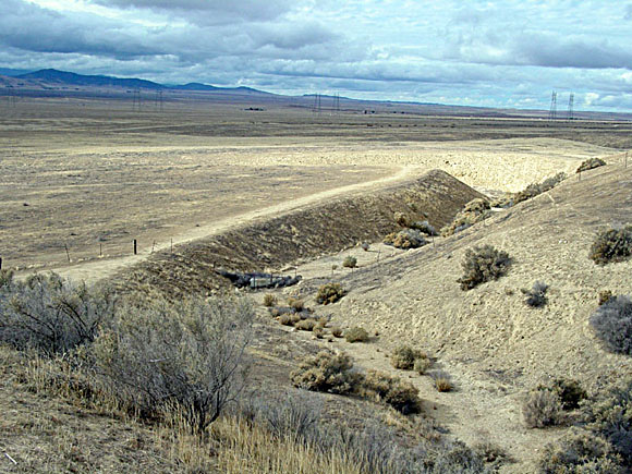 Photograph of offset along Wallace Creek in the Carizzo Plain, California.
