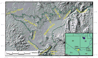 Figure 1.  Location map showing the morphology of the western part of Lake Mead and the surrounding area.