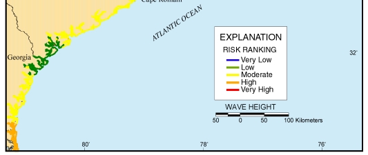 Figure 11. Map of mean wave height variable for North Carolina to Georgia region.