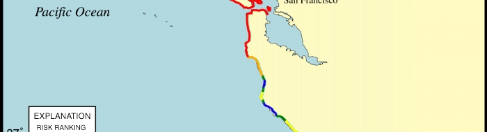 Figure 10. Map of the coastal slope variable for the San Francisco - Monterey region