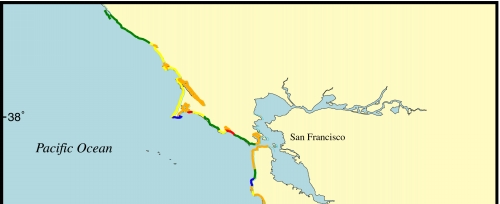 Figure 11. Map of the geomorphology variable for the San Francisco/Monterey region.