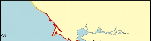 Figure 8. Map of the Coastal Vulnerability Index for the San Francisco - Monterey region.