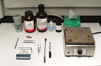 Materials required for preparation of smear slides.