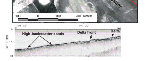 Figure 12.  The delta front of the delta off Gypsum Wash shows at the northern edge of the image.  