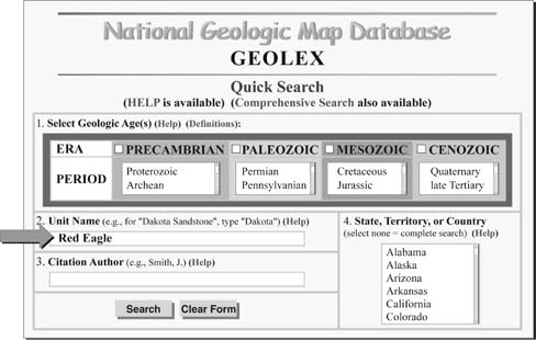 Geolex Quick Search page