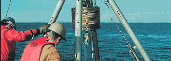 Figure 3.The USGS hydraulically damped gravity corer used to recover sediment in Massachusetts Bay.