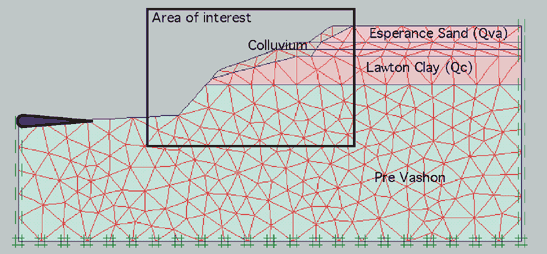 Finite-element mesh used to model the Alki landslide.
