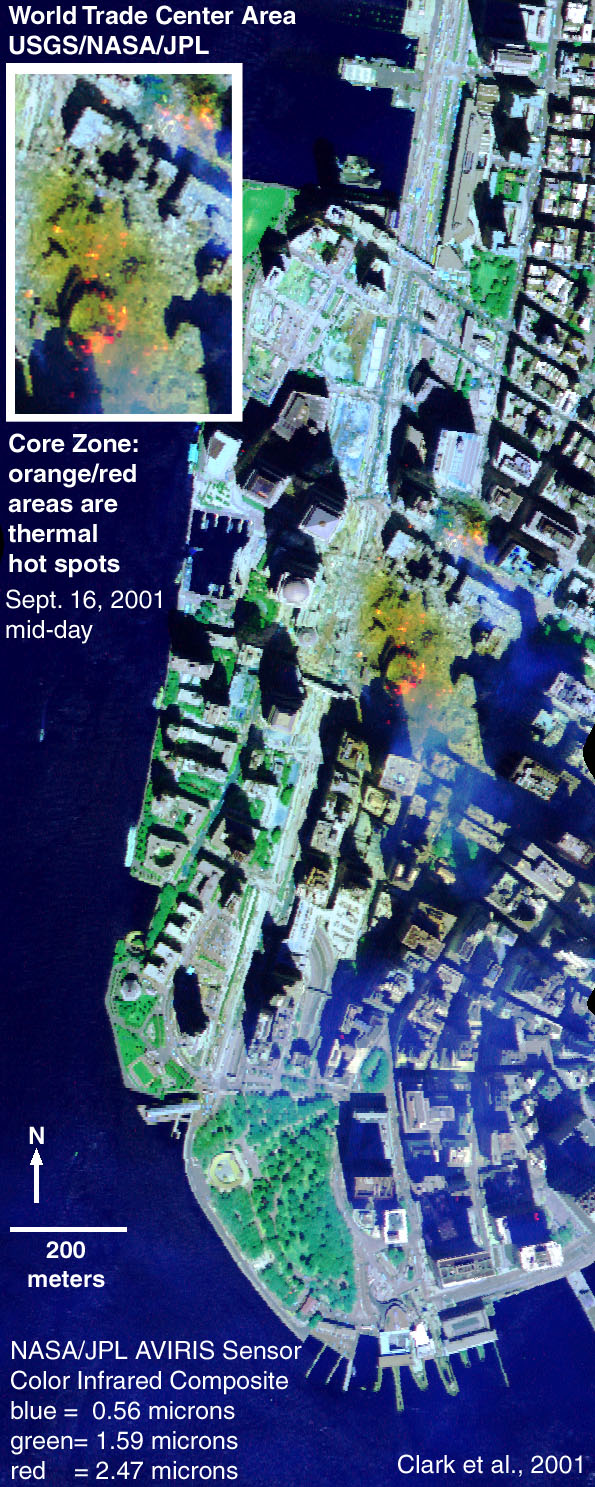 AVIRIS image of World Trade Center Site on Sept. 16, 2001