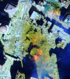 image of thermal hot-spots
			in the WTC aftermath