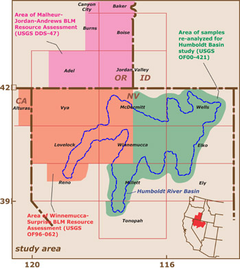 map, location of the study area in northern Nevada, southeastern Oregon, northeastern California, and southwestern Idaho