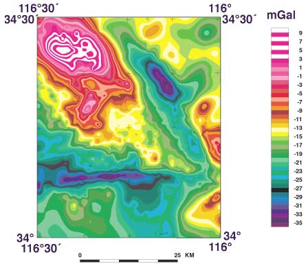 Gravity map with color contours.