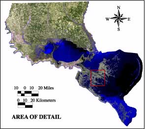 Image showing location of Bayou Terre aux Boeufs.