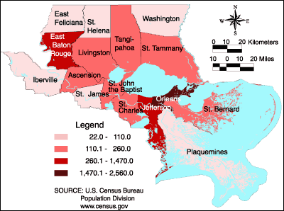 Map showing Lake Pontchartrain Basin Average Farm Values* 1997.