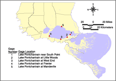 Location map for USACE tide gage stations.