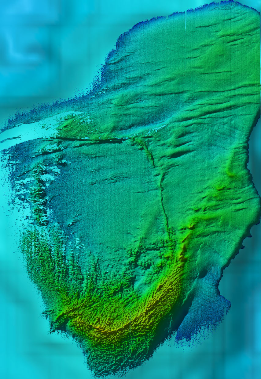 shaded relief map of Boulder Reef, N. Lake Michigan