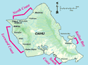 Map of Oahu showing study locations