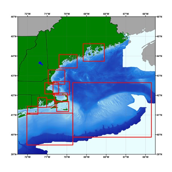 Index map to allow visual selection of detailed images showing the distribution of surficial sediments from selected areas.