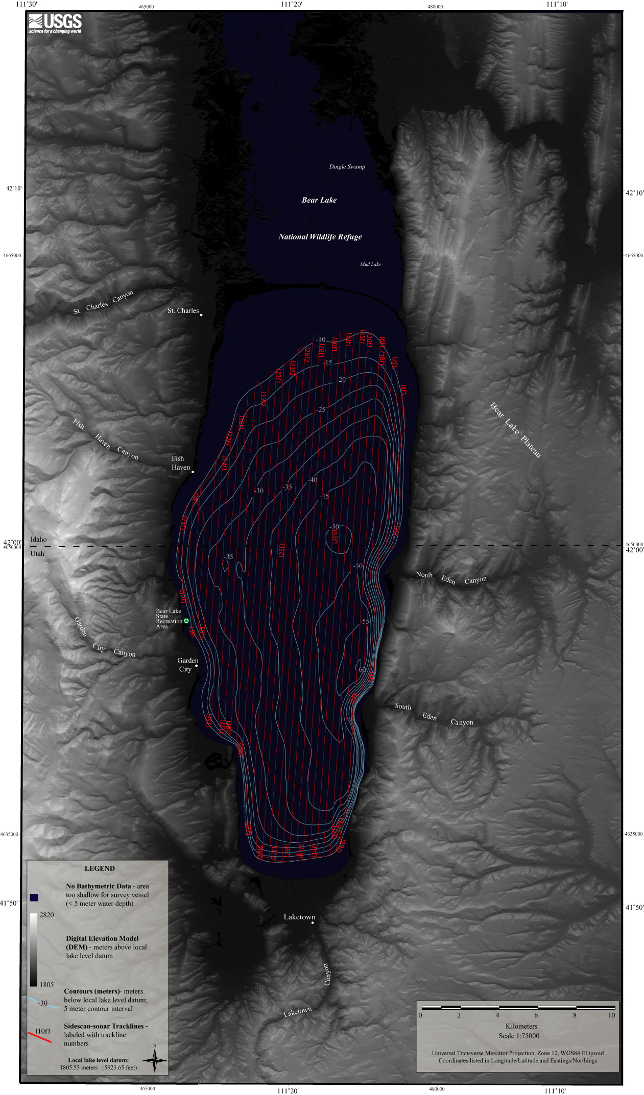 Image showing sidescan-sonar line coverage