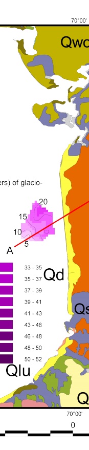 Figure 10. Map showing the thickness (meters) of glaciolacustrine.
