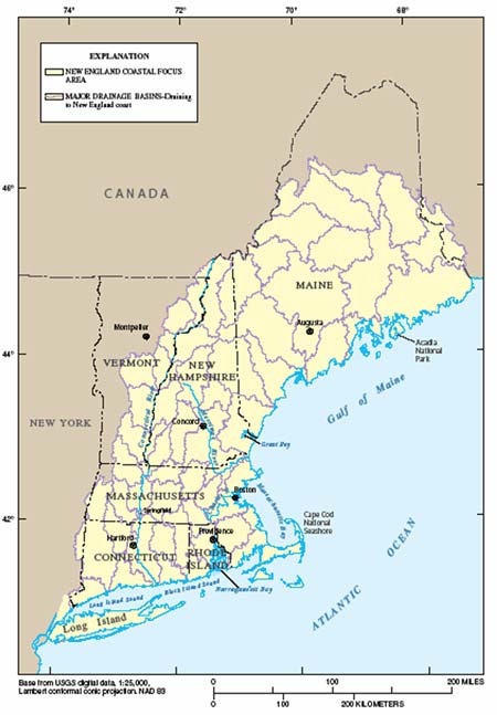 Map showing Northeast coastal area