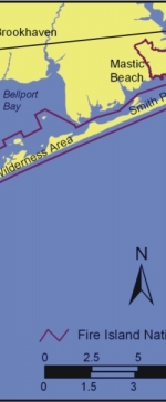 Figure 1. A) Location of Fire Island National Seashore on Long Island in NY. B) Fire Island National Seashore.