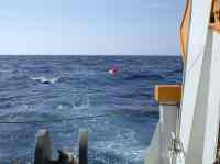 Photo 13. GI-Gun in water (left) and tail buoy for multichannel streamer.