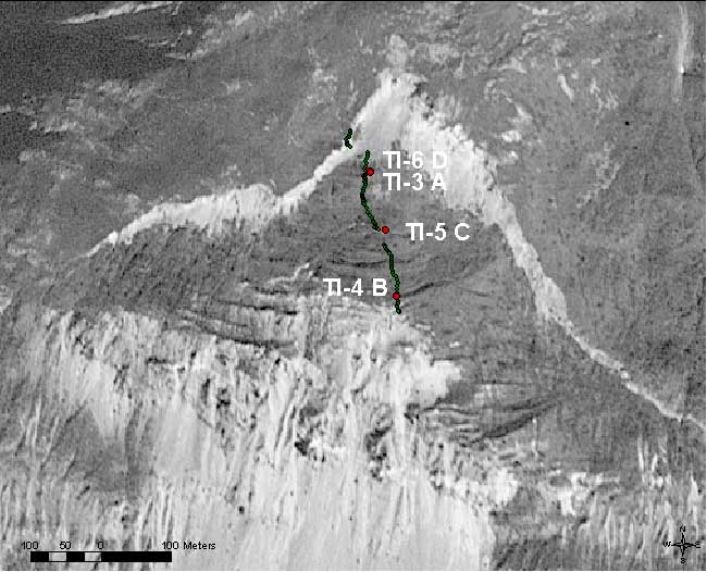Figure 13 B)-- Enlarged aerial photographic view of upper part of Tidal Inlet landslide