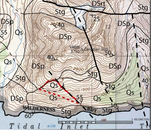 Figure 4.-- Geologic map of northern portion of Tidal Inlet
