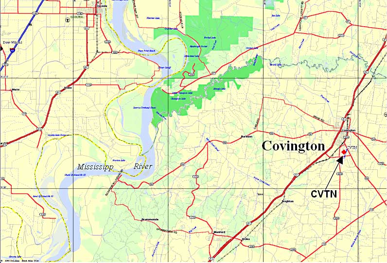 Map showing location of CVTN (Covington).