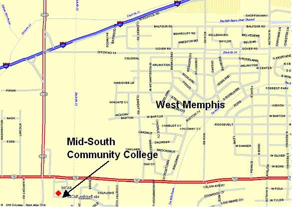 Map of Mid-South Community College site.