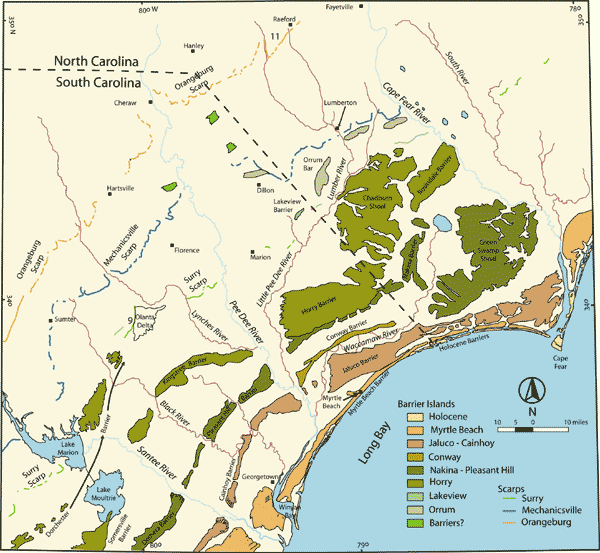 map of north carolina coast. Geomorphological map of