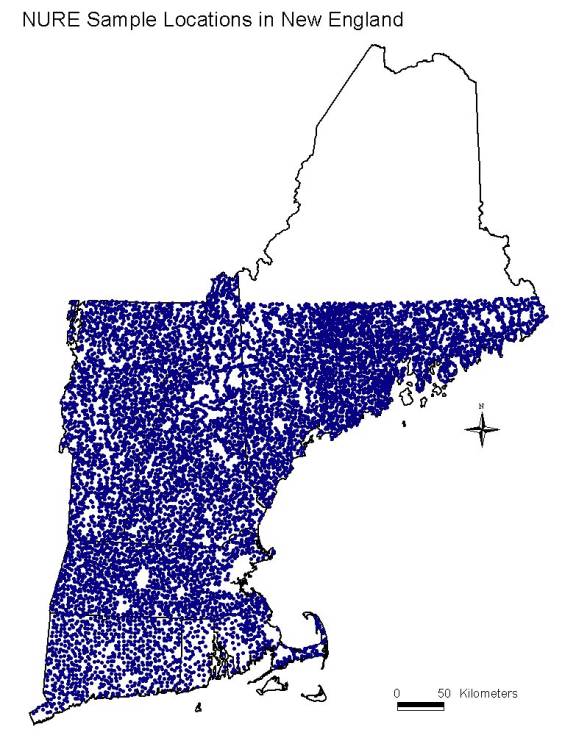 NURE sample locations in New England