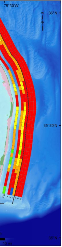 Figure 13.  Relative Coastal Vulnerability for Cape Hatteras National Seashore.