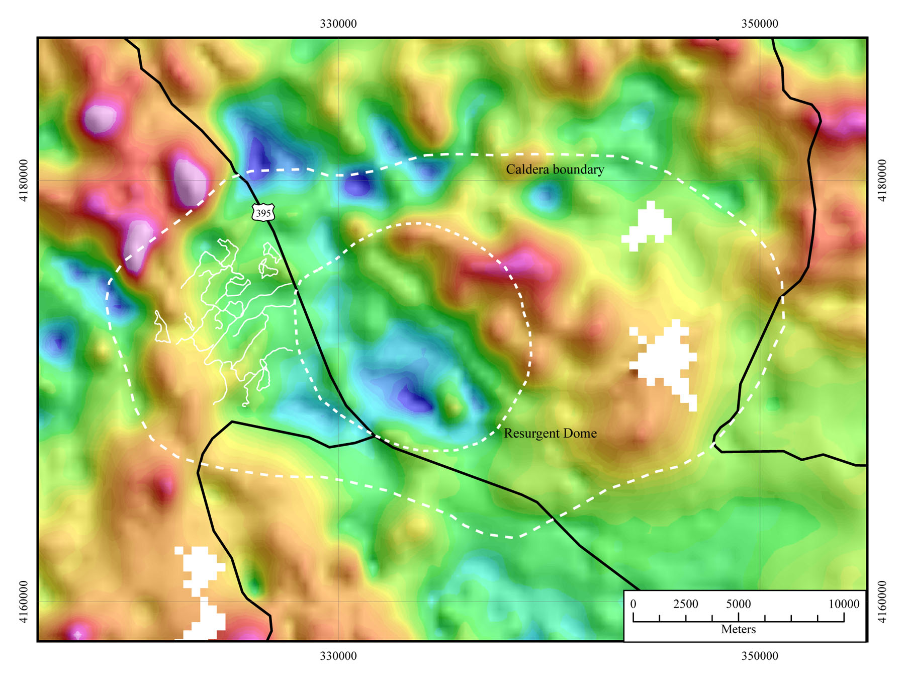 Figure 3 - merged existing aeromagnetic data of the Long Valley Caldera