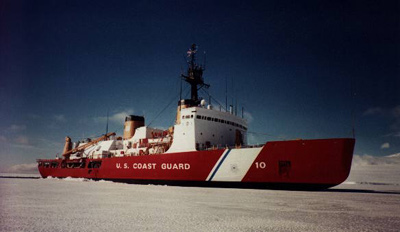 U.S. Coast Guard Cutter Polar Star (WAGB-10) in sea ice, Arctic Ocean.