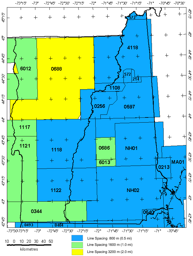 Index map  for aeromagnetic surveys of Vermont and New Hampshire