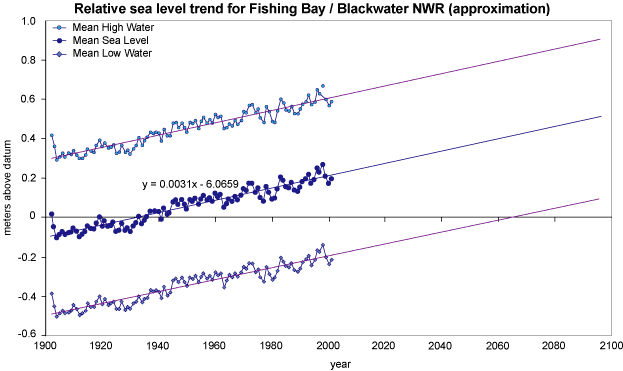 Figure 5 - Blackwater NWR inundation: Scenario One - Steady State Model