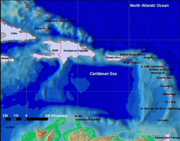 caribis - Caribbean Island Nations Coastline Boundaries.